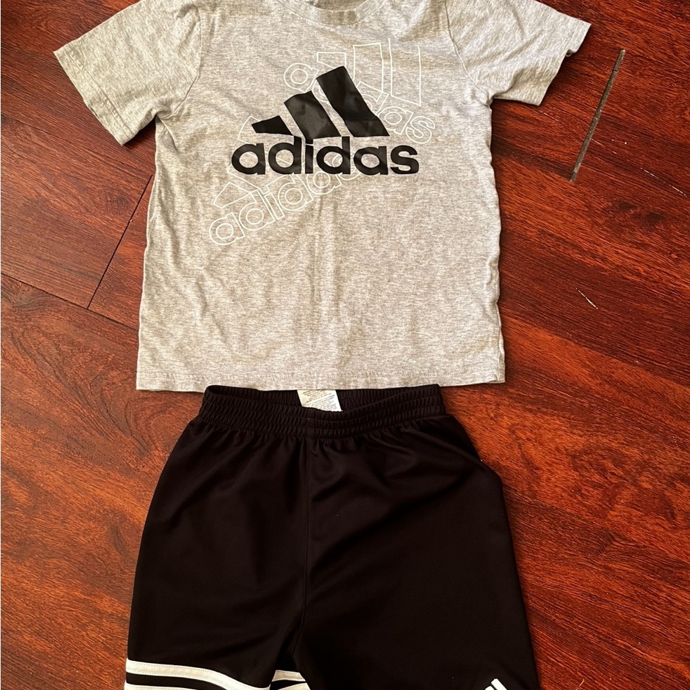Adidas Kids' Gray Tee and Black Shorts Set
